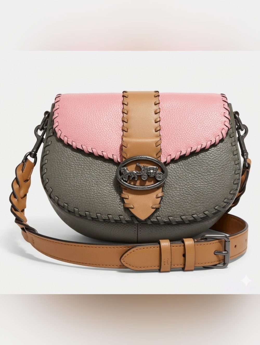 Coach Georgie Saddlebag in Colorblock w/ Whipstitch - EUC!
